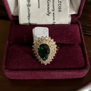 JBL Gold Ring with Deep Green Stone